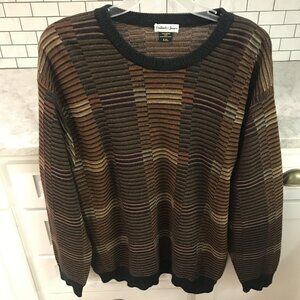 Bullock & Jones Sweater Mens 2XL Merino Wool‎ Stripe Knit Pullover Preppy Luxury